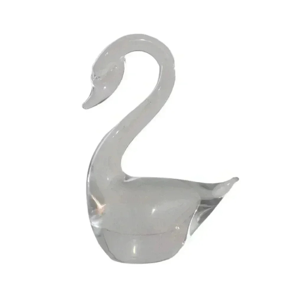 Vintage Clear Art Glass Swan Tang ‘85 Signed Bird Minature Decor 1985 Trinket